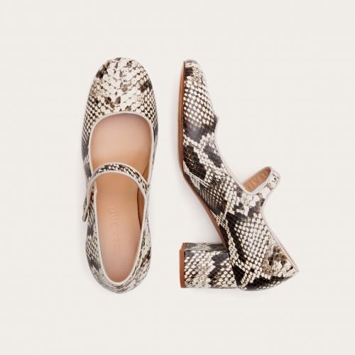 Dora High Heels, off white python pattern #2294